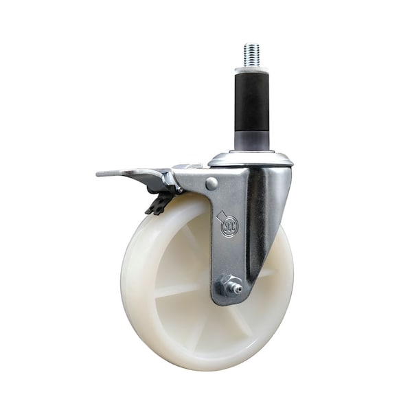 5'' SS Nylon Swivel 1-1/8'' Expand Stem Caster Total Lock Brake